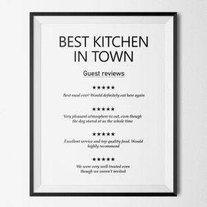 Best Kitchen in Town Reviews, Kitchen Wall Art, Kitchen Decor, Kitchen Art, Funny, Wall Art, Digital Download, Home Decor, Instant Prints