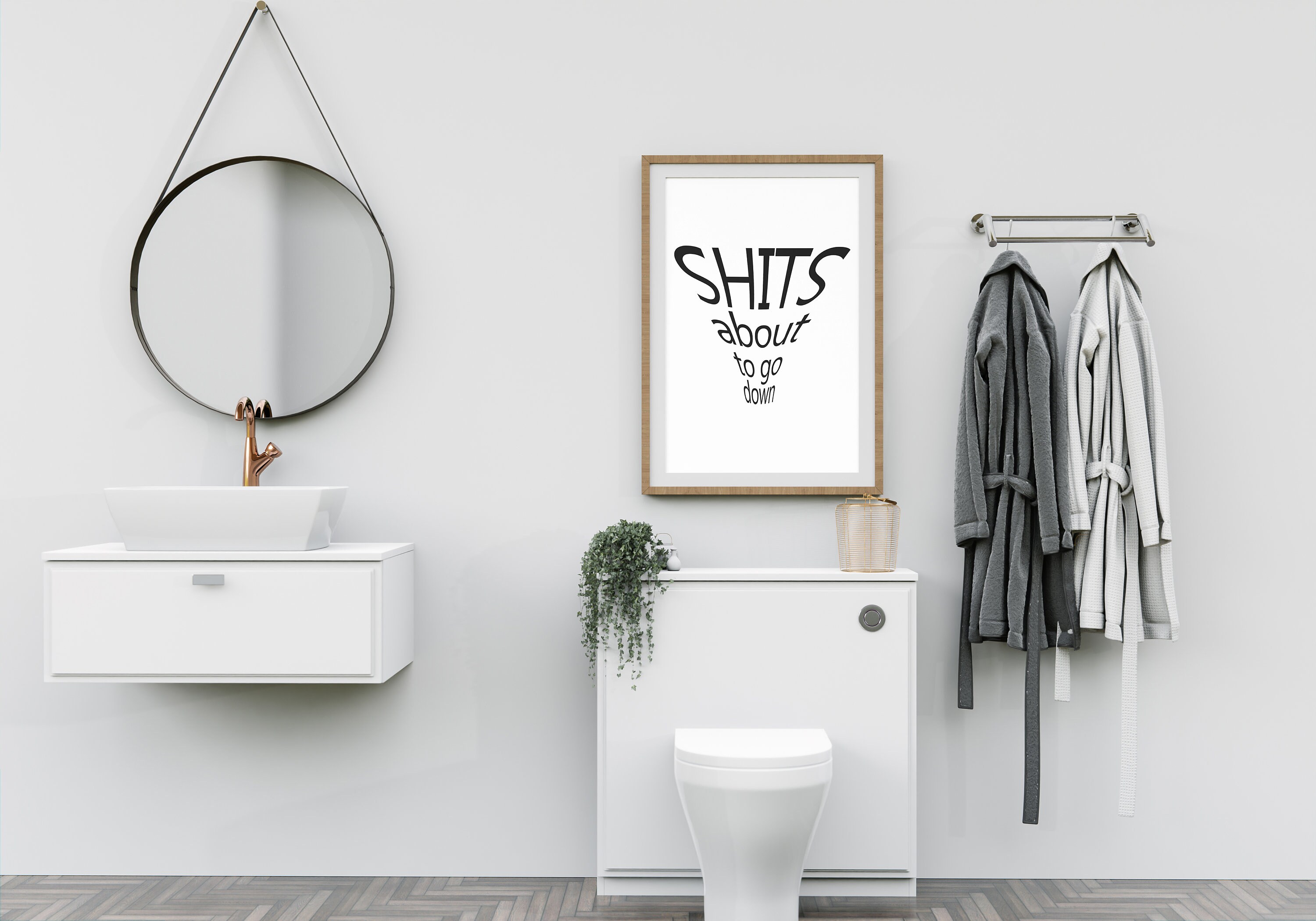 Shits About to Go Down, Bathroom Wall Decor, Funny, Wall Art ...