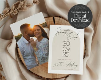 Save The Date Template, Printable Save The Date Card, Save Our Date Canva Template, Save The Date Cards, Minimal Save the Date Invites