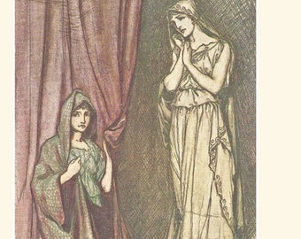Vintage Arthur Rackham print: Paulina from Shakespeare's The Winter's Tale