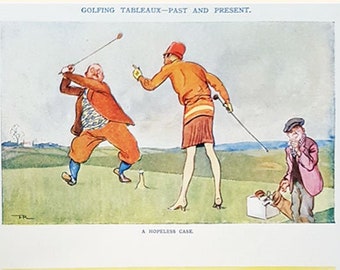 Two vintage Punch golfing cartoons, illustrated by Frank Reynolds