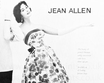 Fashion plate from Harper's Bazaar advertising Jean Allen dress