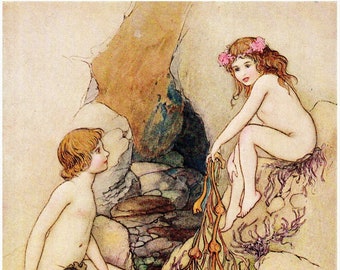 Nursery print, by Warwick Goble, from The Water Babies