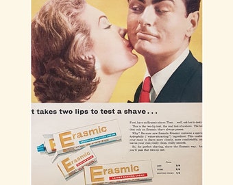Vintage advert for Erasmic Shaving Cream