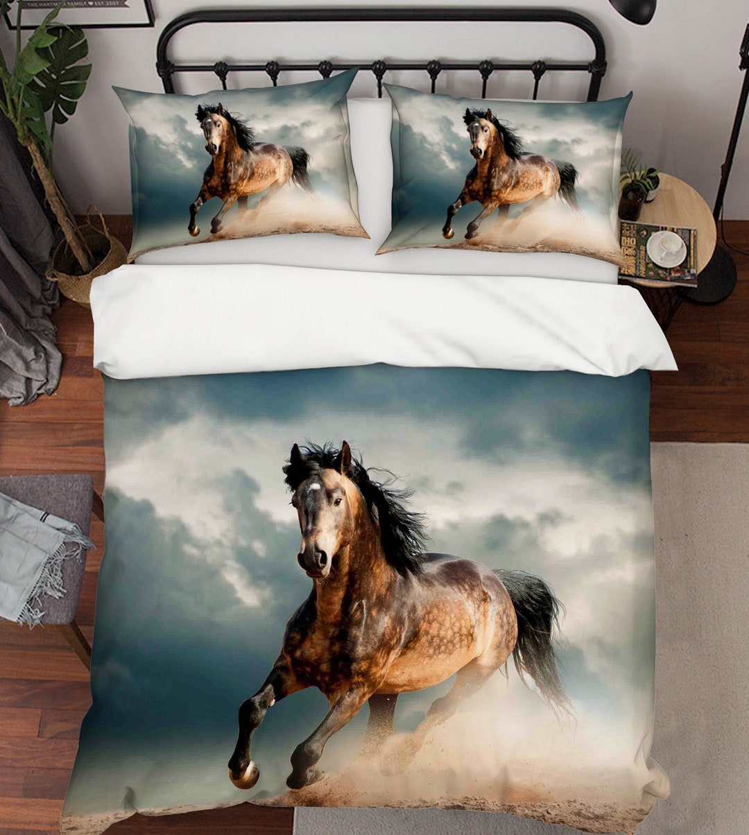 Elegant Horse Running 3-Piece Quilted Bedding Set NCU0PD340