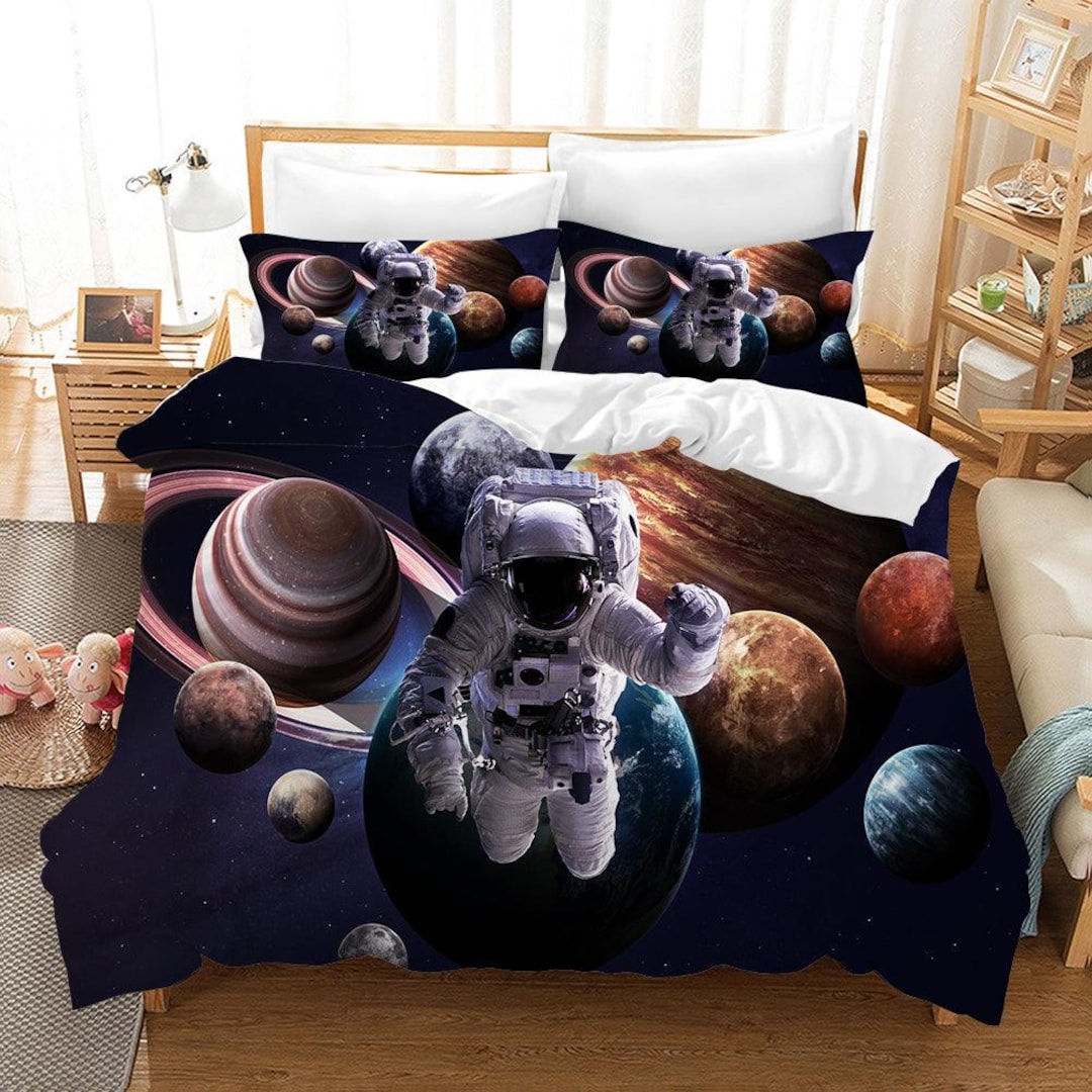 3D宇宙飛行士寝具セット、宇宙布団カバー、惑星キルト - Etsy 日本