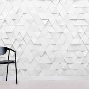 Carta da parati geometrica 3D, murale bianco, decorazione da parete a mosaico, arte murale astratta, stacca e incolla, carta da parati rimovibile, adesivo da parete