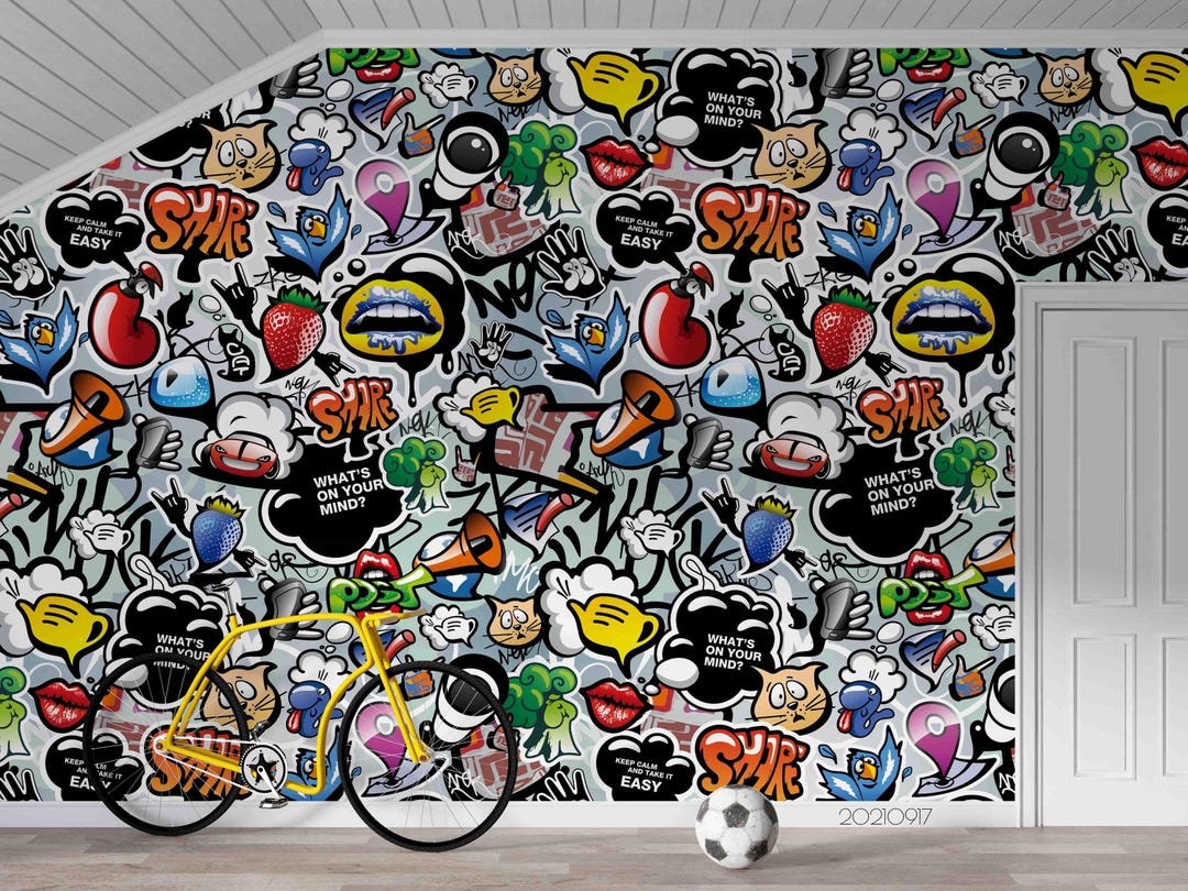 Colorful Graffiti Wall Mural – Peel and Stick Wallpaper - Etsy