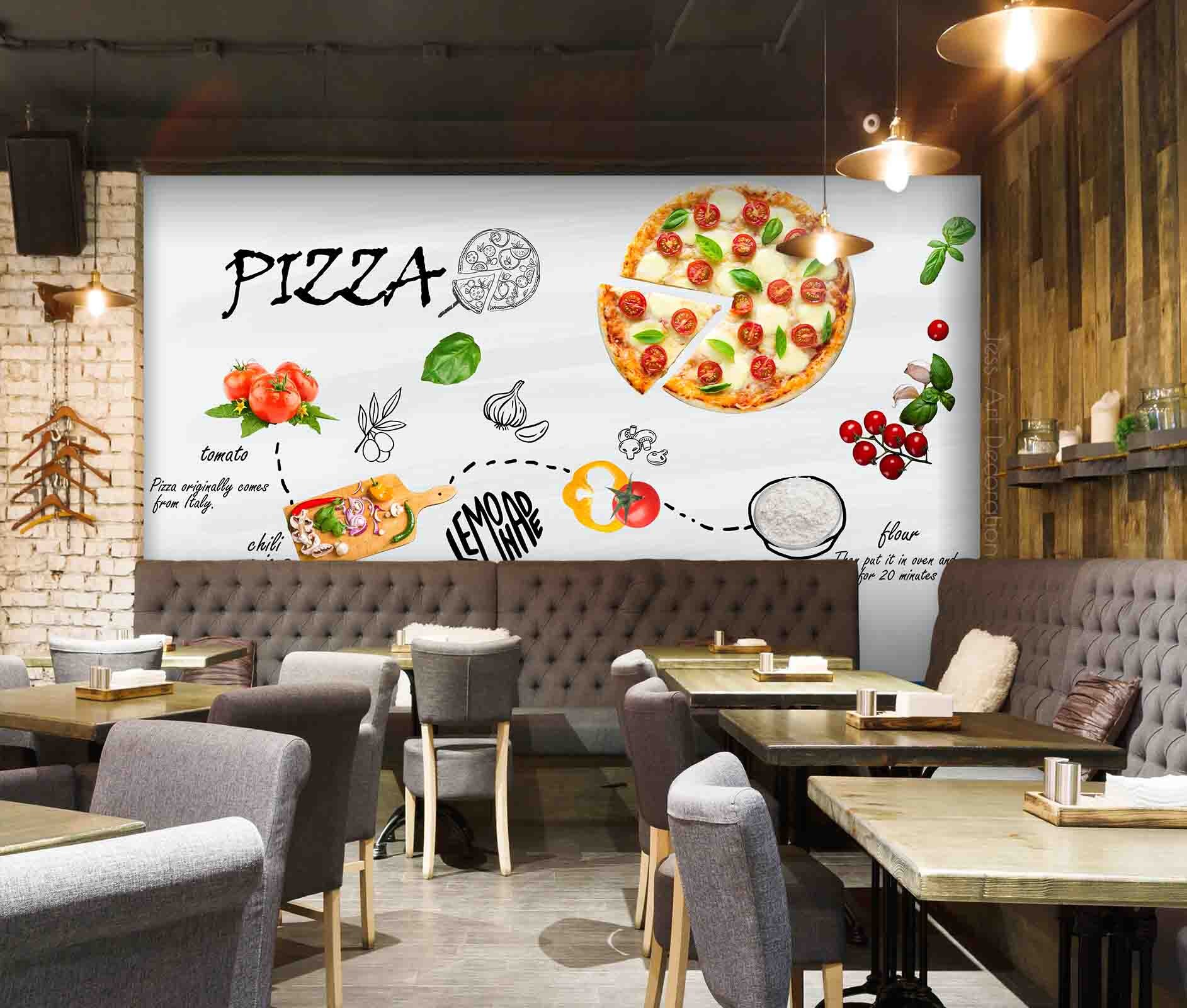 3D Pizza Chef Pattern 1487 Wallpaper Decal Decor Home Kids Nursery Mural Home 