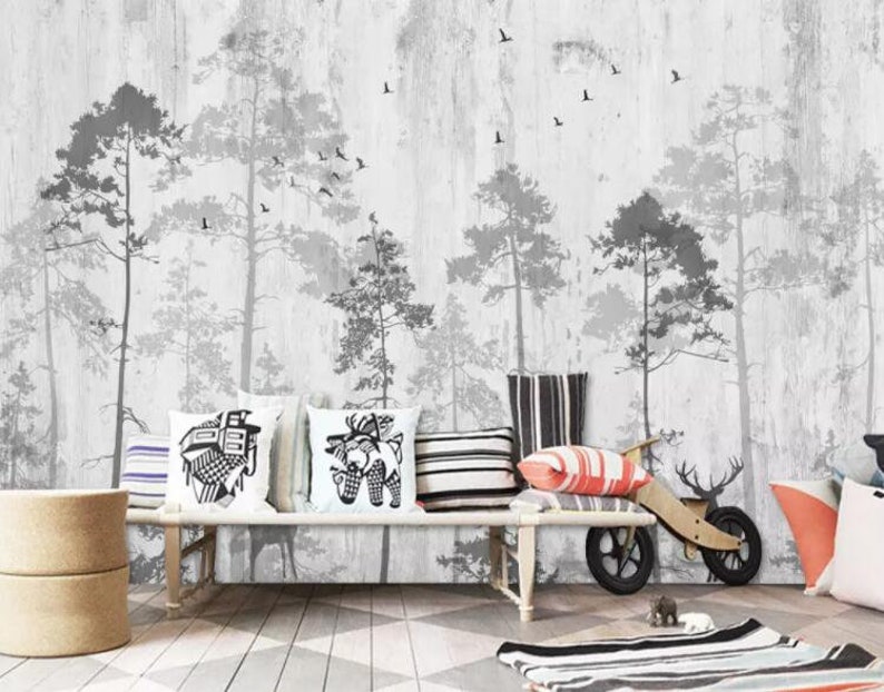3D Forest Wallpaper Elk Wall Mural Scenery Wall Decor Hand Etsy