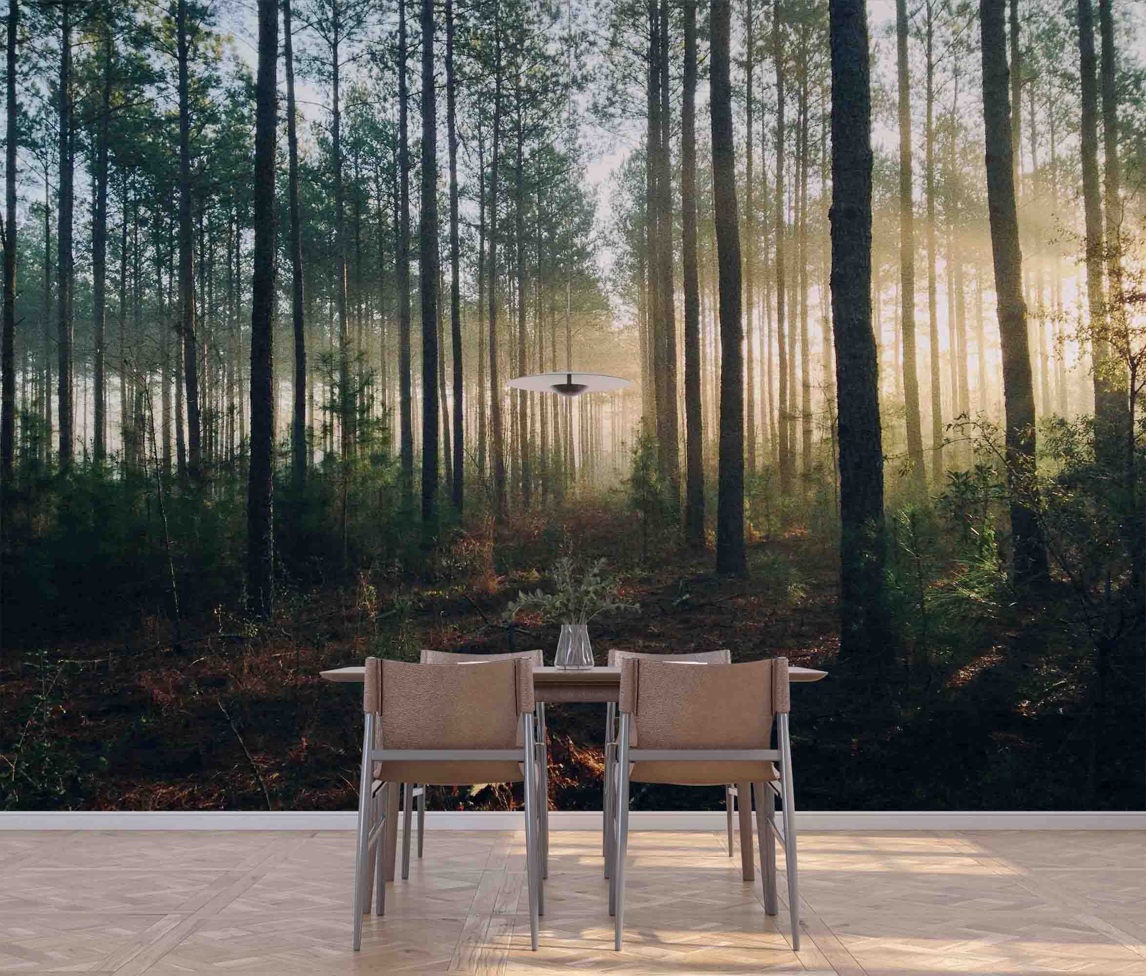 Green Forest Landscape Wallpaper Mural, Peel and Stick - Etsy
