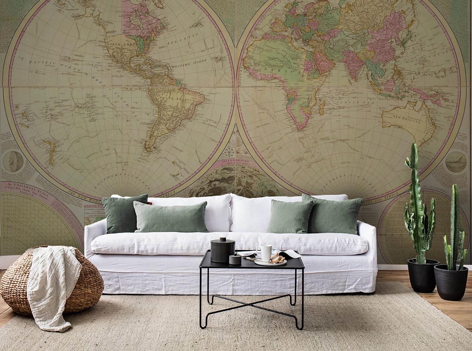 3D World Map Wallpaper Detailed Wall Mural Shabby Wall - Etsy Australia