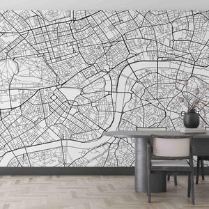 City Map Wandbild - 3D-Architektonik Design Planungskarte Wallpaper zum Abziehen und Aufkleben, Wandkunst für Wohnzimmer, Schlafzimmer, Büro