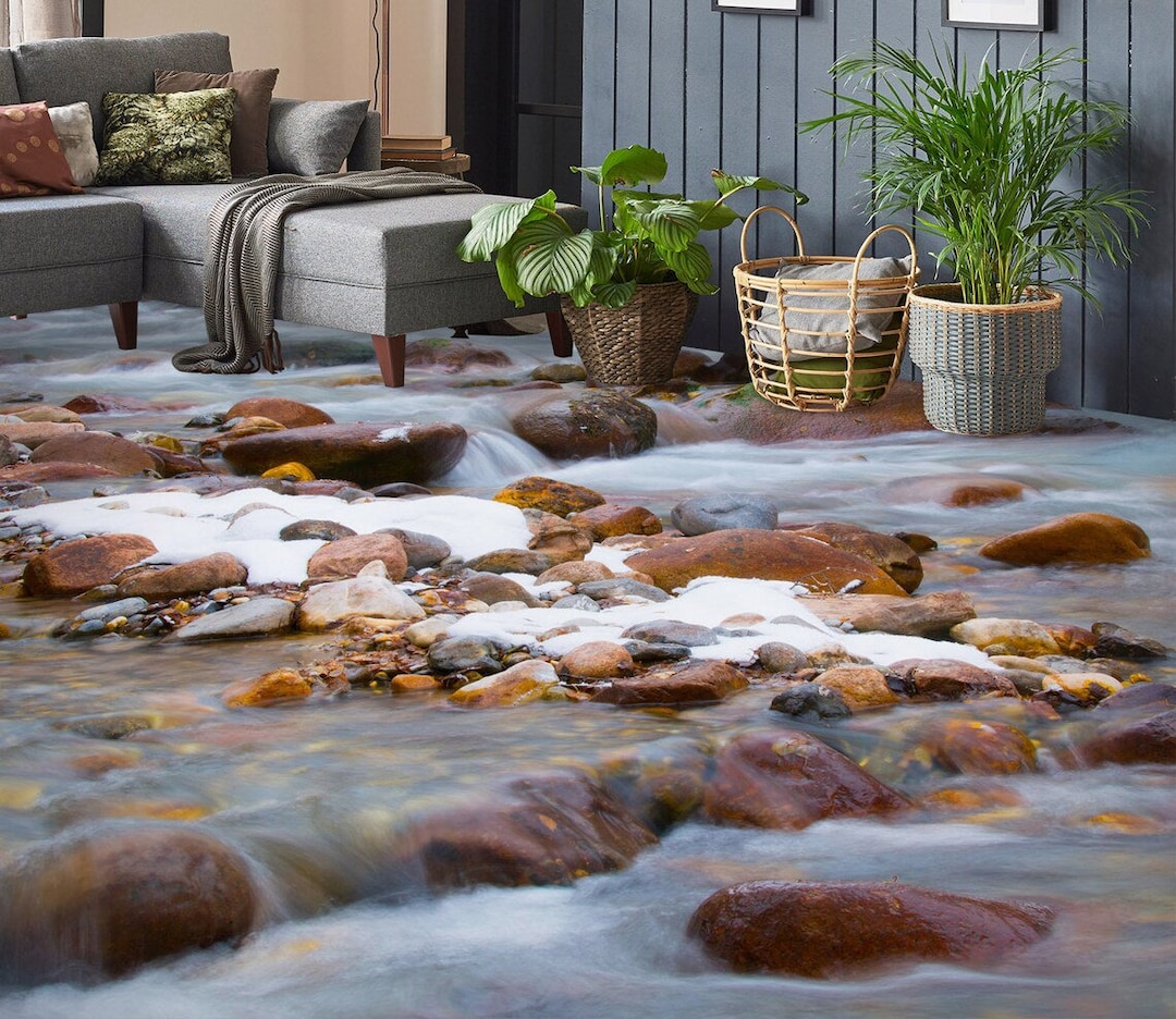 3D River Stone Nature, Vinyl Floor Mural, Self-adhesive Vinyl, Floor ...