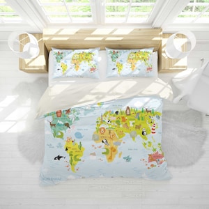 Zestaw poszewek na kołdrę 3D World Map, Poszewka na kołdrę Animal, Zestaw pościeli Plant, Poszewka na kołdrę Cartoon Doona, Pościel Land Twin, Zestaw pościeli dziecięcej, Poszewki na poduszki
