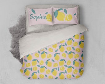 3D Zitrone Bettwäsche Set, Gelb Quilt Cover, Sommer Bettwäsche Set, Fresh Doona Cover, Fruit Queen Bettwäsche, Helle King Bettwäsche, Kissenbezüge