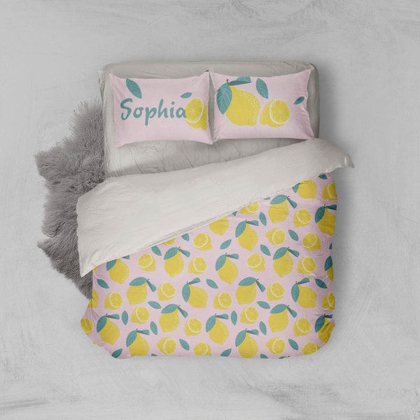 3D Lemon Duvet Covers Set, Yellow Quilt Cover, Summer Bedding Set, Fresh Doona Cover, Fruit Queen Bedding, Bright King Bedding, Pillowcases