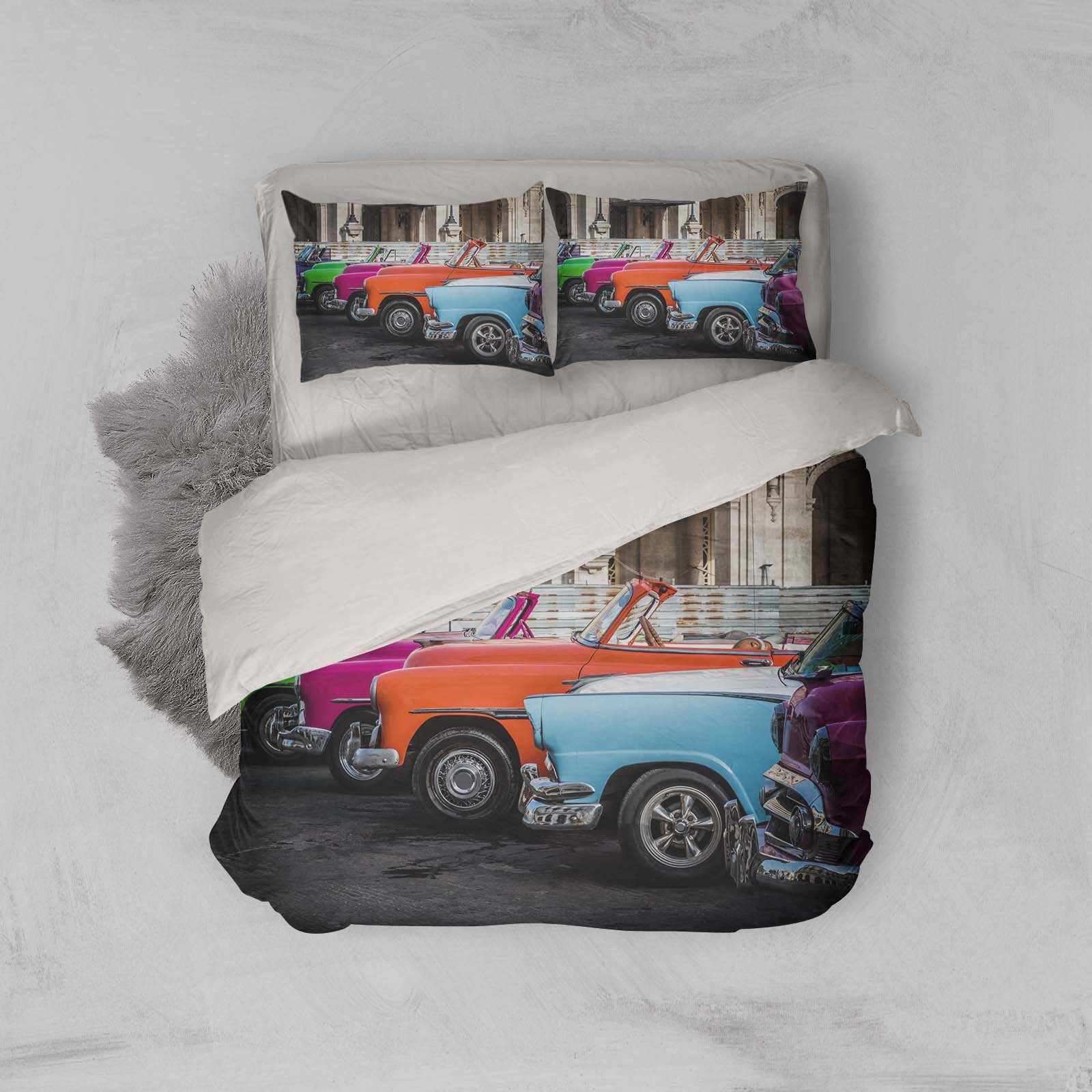 3D Car Duvet Covers Set Old Quilt Cover Colorful Bedding Etsy