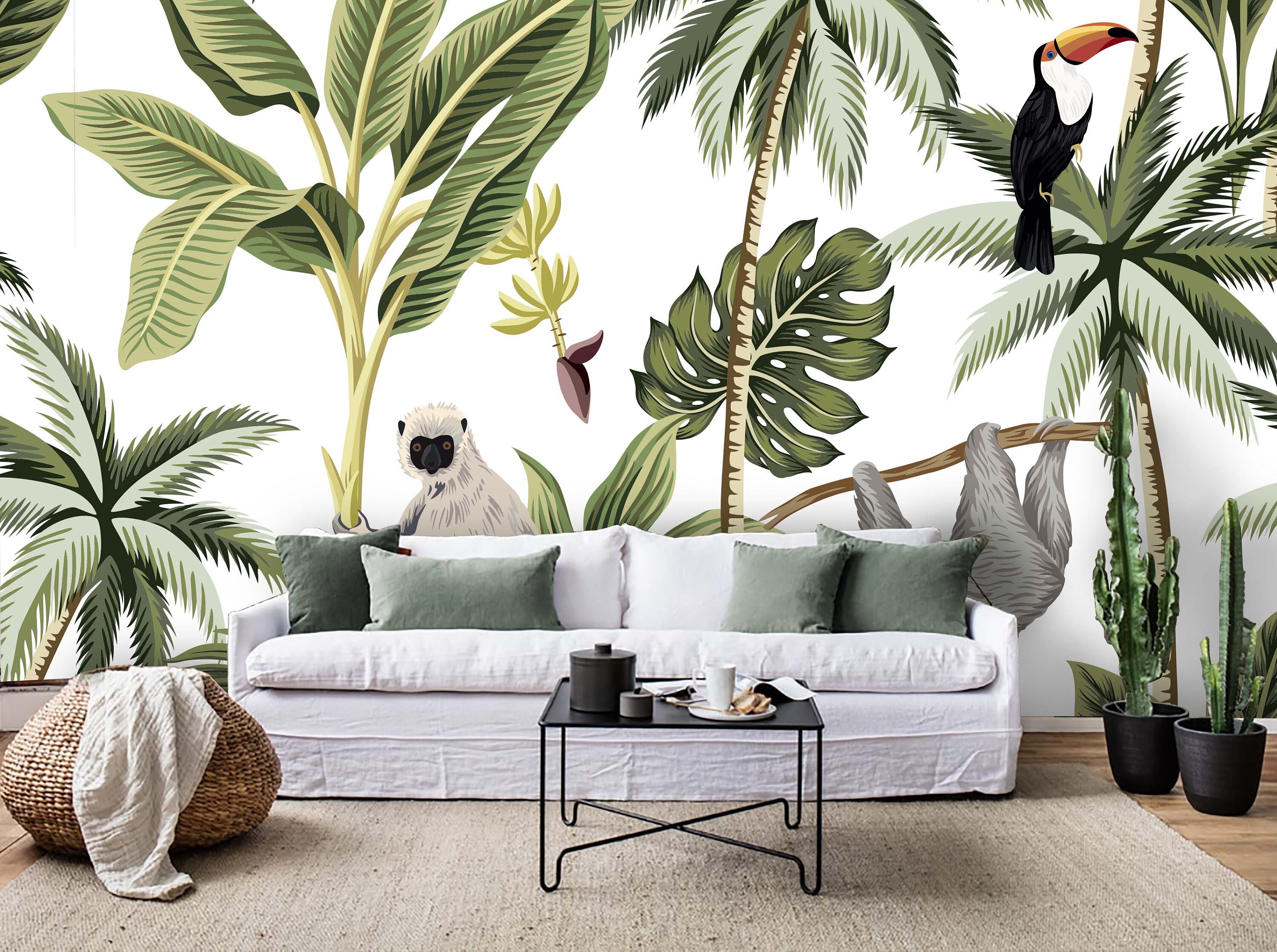 3D Tropical Animal Wallpaper Mural, Peel and Stick, Removable - Etsy