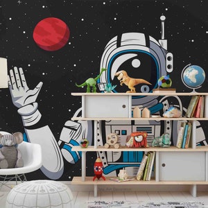 Carta da parati 3D con astronauta spaziale - Carta da parati per la cameretta dei bambini Carta da parati rimovibile - Carta da parati staccabile e incollabile, Carta da parati per sala giochi Decorazione murale 262