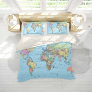 3D Weltkarte Bettwäsche Set, Detaillierte Quilt Cover, Blaue Meer Bettwäsche Set, Land Doona Bezug, Tradition Queen Bettwäsche, Karte König Bettwäsche