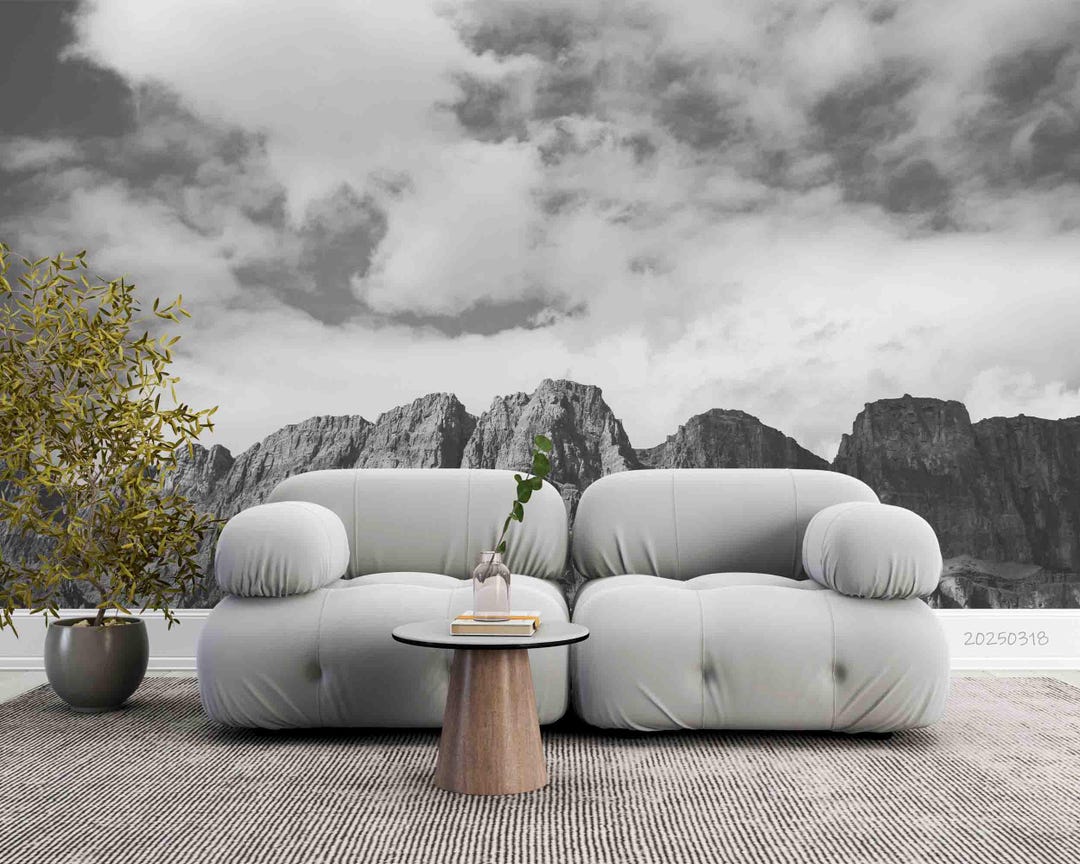 Mountain Wall Mural – 3D Sky Cloud Landscape, Peel and Stick Wallpaper ...