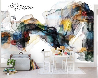 3D Landscape Wallpaper, Chinese Wall Mural, Ink Wall Decor, Abstract Wall Art, Peel and Stick, Removable Wallpaper, Wall Sticker