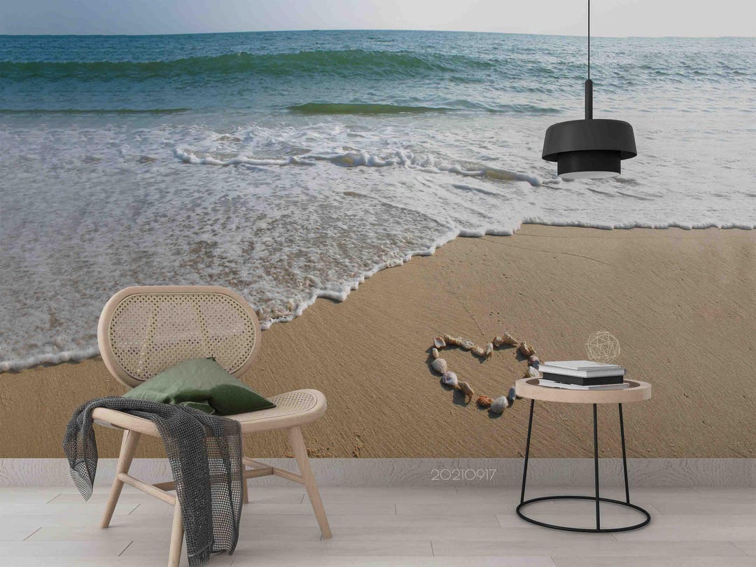 3D Beach Wall Mural – Blue Sea Stone Waves, Peel and Stick Wallpaper ...