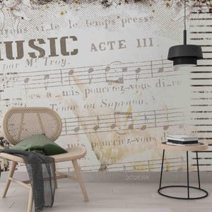 Carta da parati murale musicale – Sfondo retrò 3D, carta da parati staccabile e adesiva, decorazione murale per soggiorno, camera da letto, ufficio