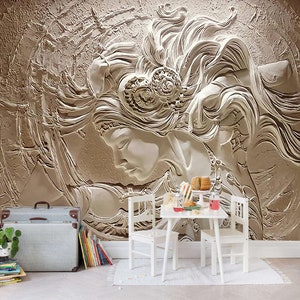 Art Wallpaper 3d Illusion Wall Mural Woman Face Peel and Stick Self  Adhesive Wall Art 