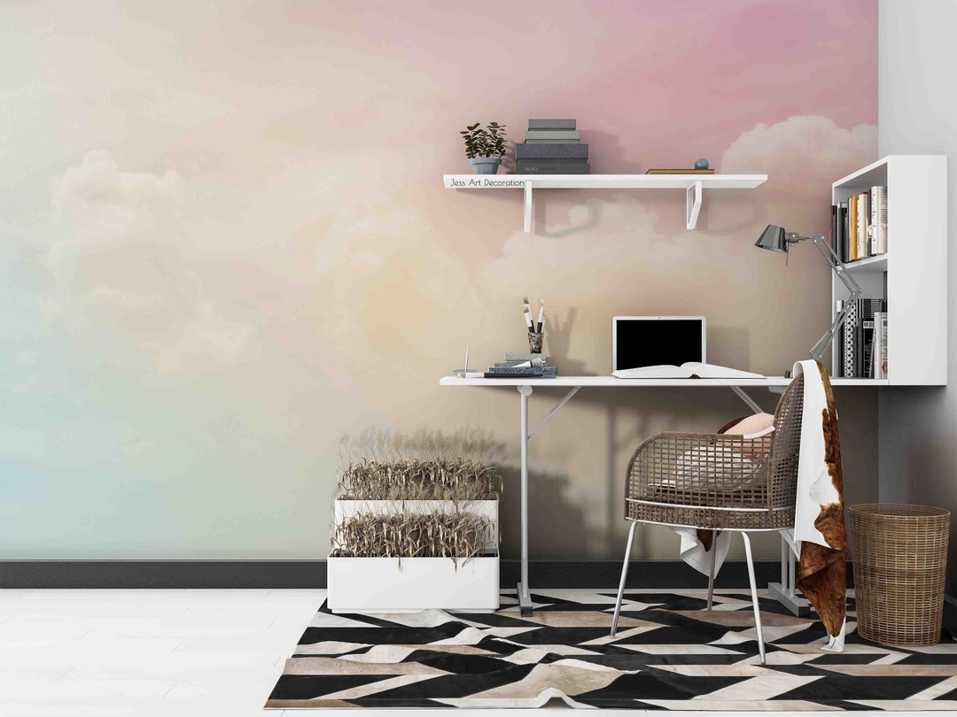 Pastel Sky Clouds Wallpaper, Removable Peel and Stick Wall Mural - Etsy
