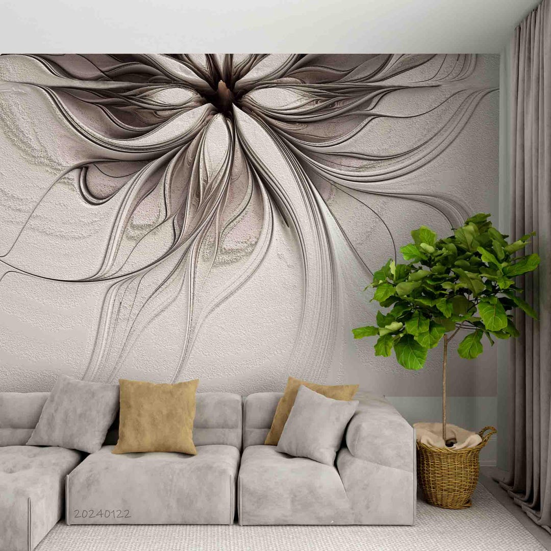 Abstract Floral Wall Mural – 3D Art, Peel and Stick Wallpaper - Etsy