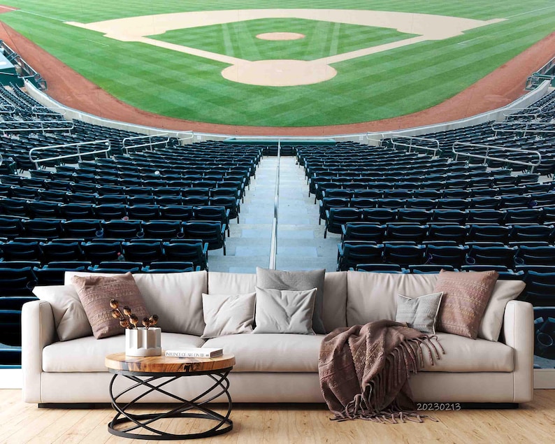 3D Baseball Stadium Wallpaper Mural – Peel and Stick Wall Art - Etsy