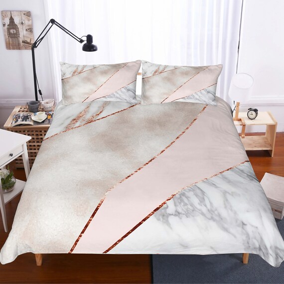 3D Marble Duvet Covers Set Minimalist Quilt Cover White Etsy