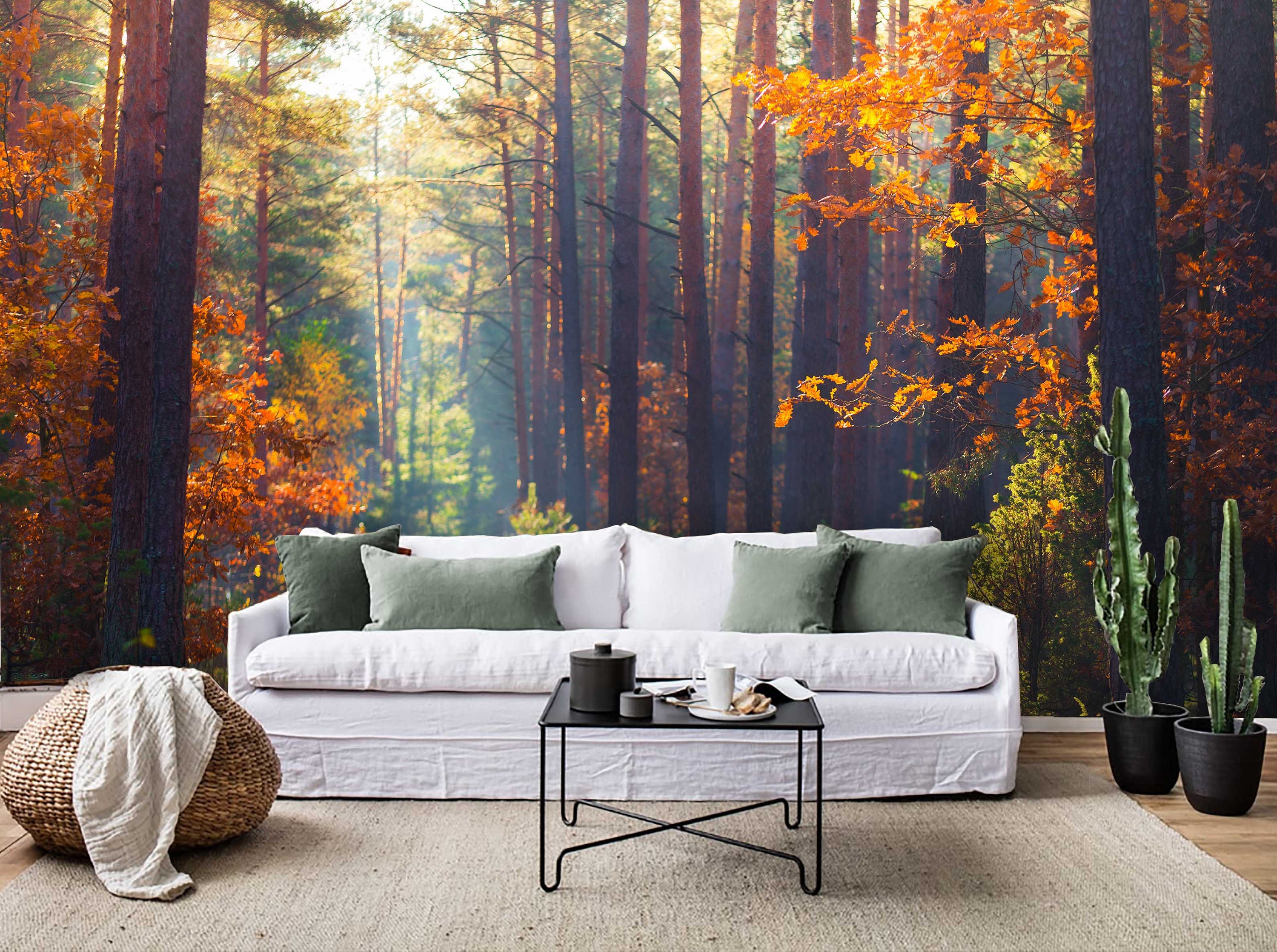 3D Autumn Forest Wallpaper Mural, Peel and Stick - Etsy