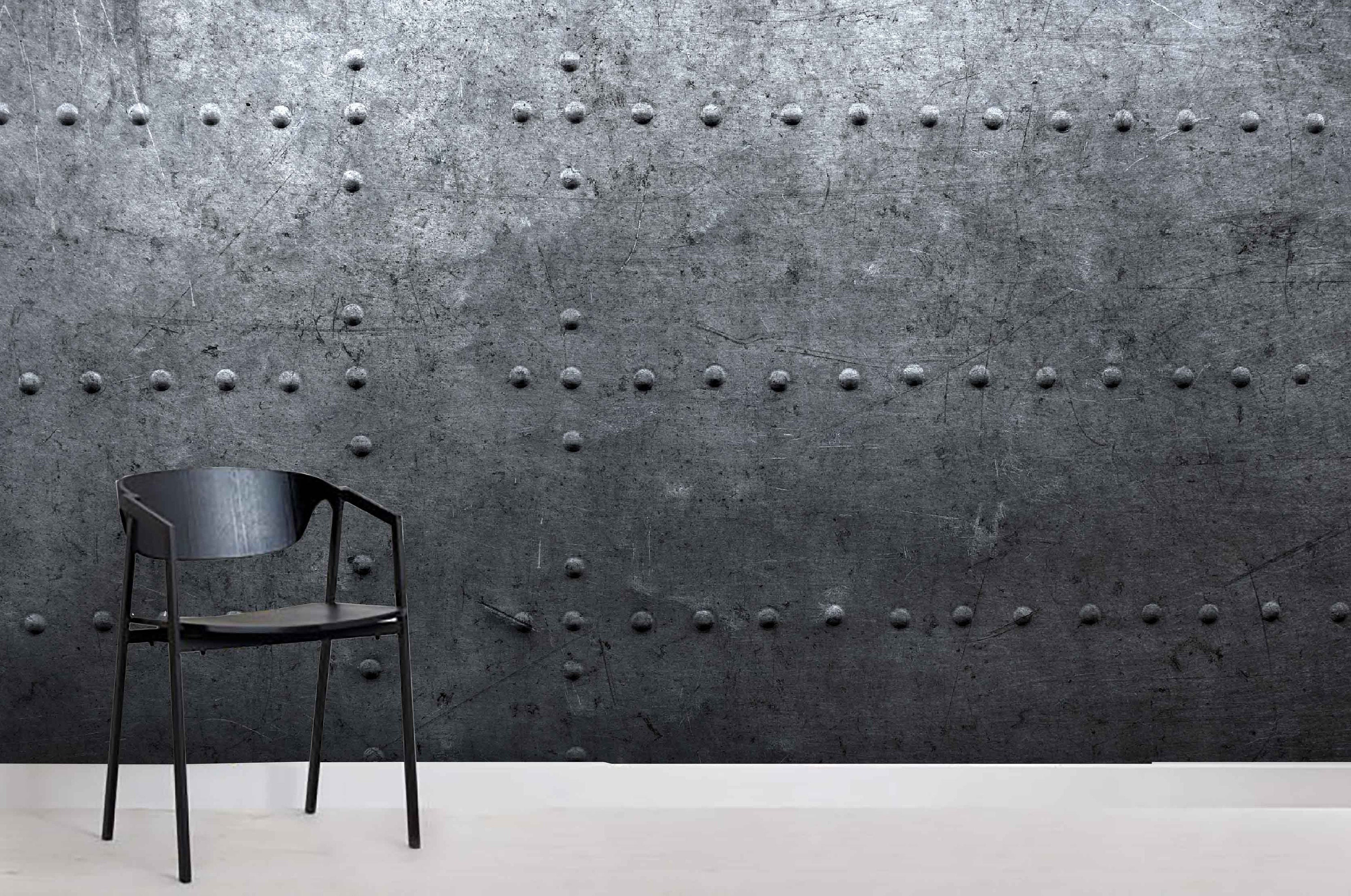 3D Riveted Metal Texture Wallpaper, Industrial Background Wall Mural, Dark Wall Decor, Old Wall Art, Peel and Stick, Removable Wallpaper