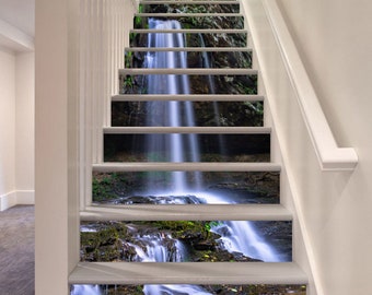 3D Water Fall  Stair Risers Mural PVC Sticker Mural Photo Mural Vinyl Decal Wallpaper Removable Peel off & Stick on 13