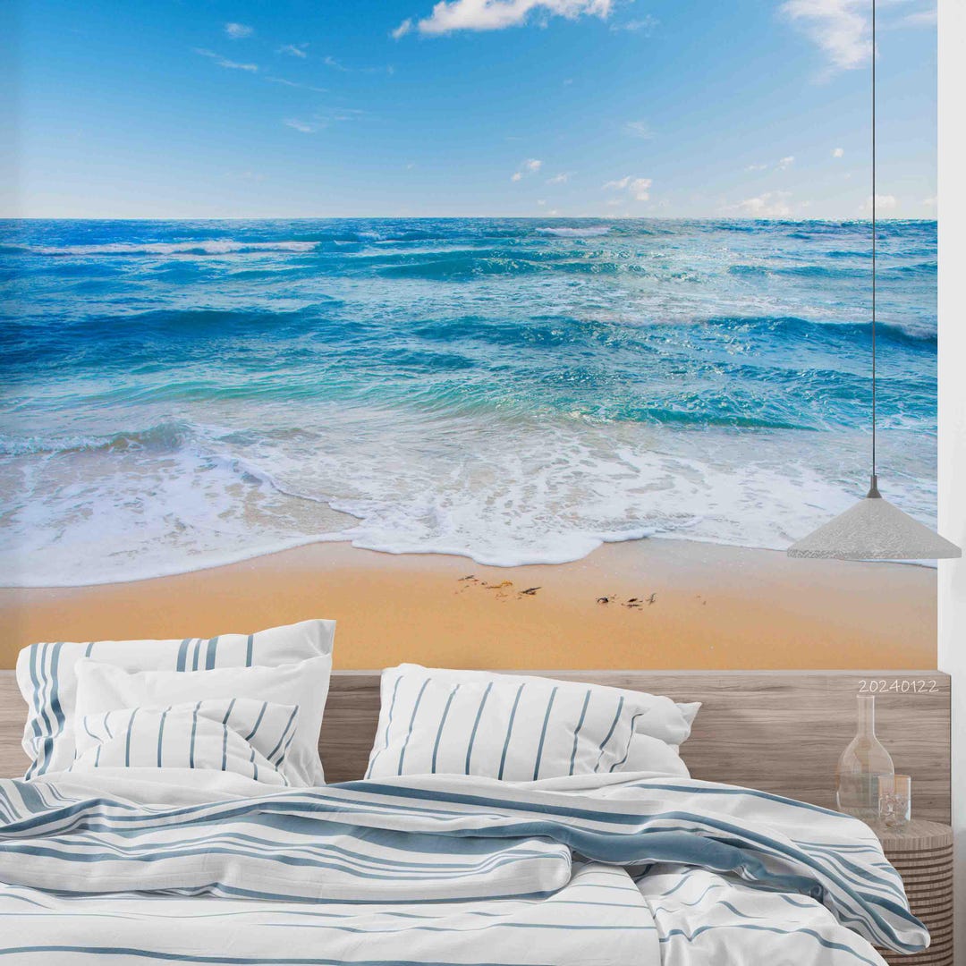 Blue Sea Beach Wall Mural – Peel and Stick Wallpaper - Etsy