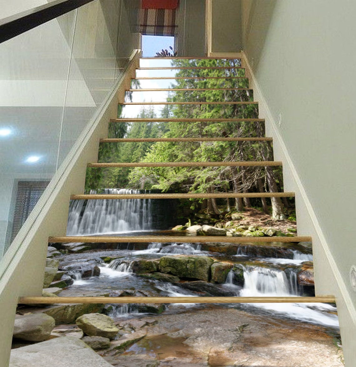 3D Single Water Fall Stair Risers Mural PVC Sticker Mural - Etsy