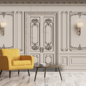 Carta da parati con stampaggio 3D, parete interna con cornice murale, decorazione da parete in rilievo, arte da parete classica, stacca e incolla, carta da parati rimovibile