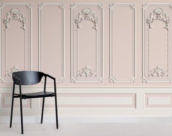 3D Molding Wallpaper, Pink Cornice Wall Mural, Peel and Stick