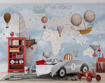 Watercolor Paris With Hot Air Balloon Wallpaper Mural - View #3