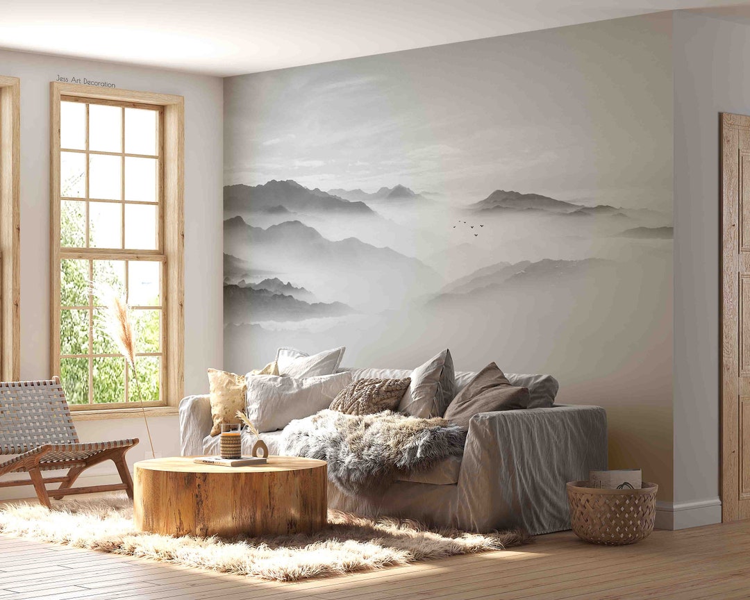 3D Mountain Landscape Wallpaper Mural, Peel and Stick - Etsy