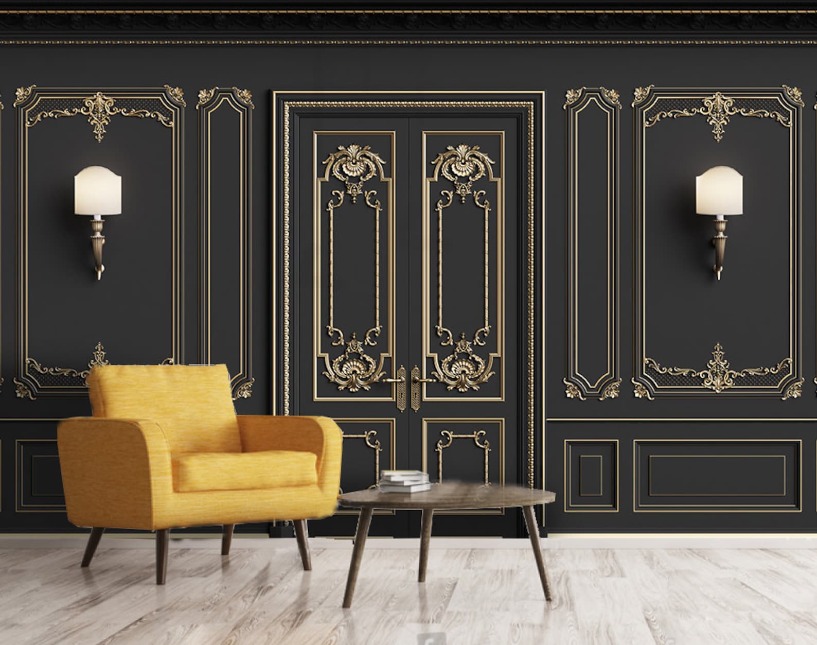3D Molding Wallpaper Interior Wall With Cornice Wall Mural - Etsy