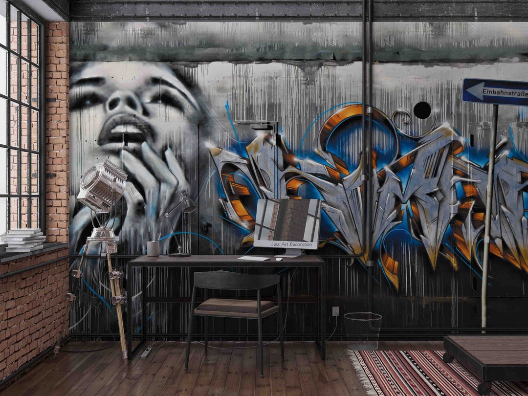 Graffiti Woman Letters Wallpaper, Peel and Stick Wall Mural - Etsy