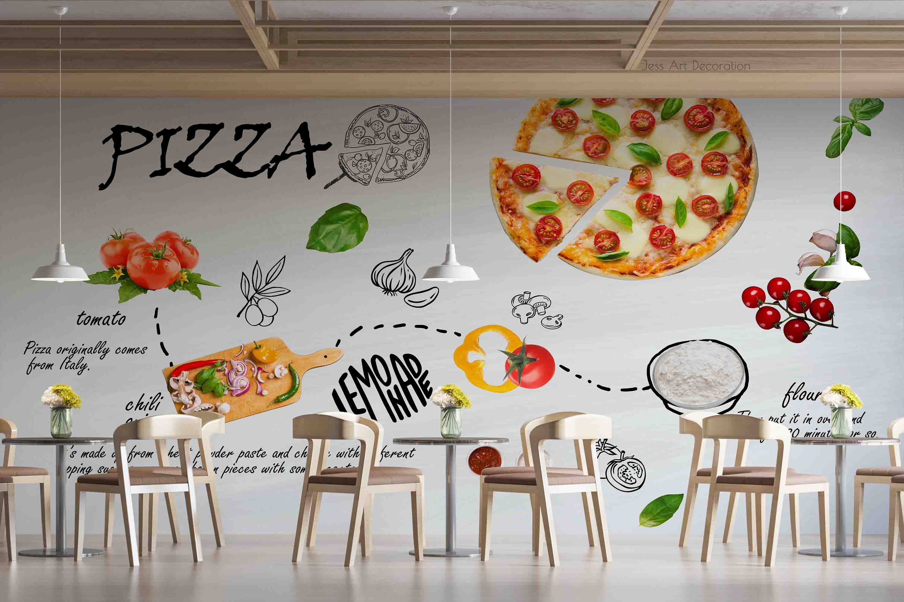 Custom 3D Mural Wallpaper Wall Painting Personalized Pizza Shop