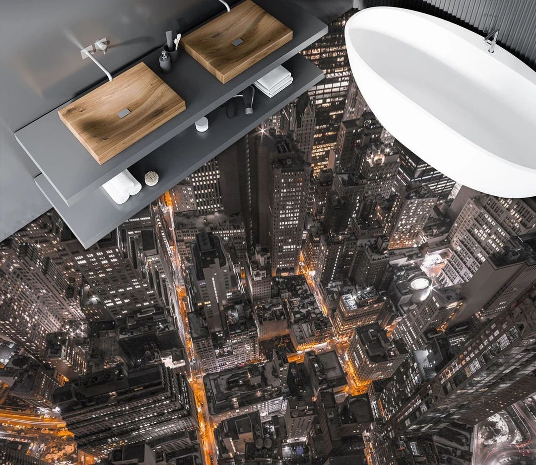 3D City Night Vinyl Floor Mural, Self-adhesive - Etsy