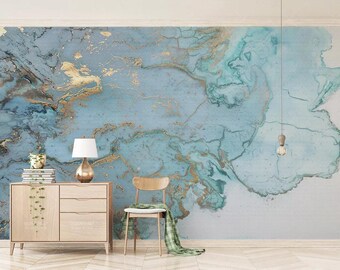 Papier Peint Mural Photo 3D - Effet Muscles Vagues Bleu - Autocollant Mural 75 - Jess Art Decoration