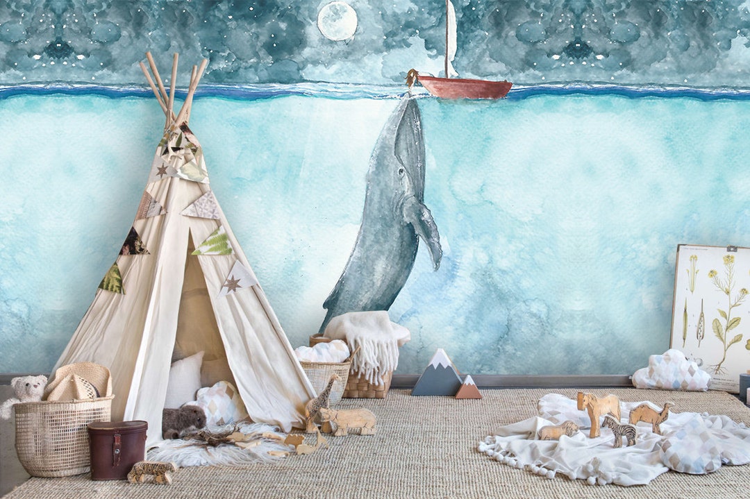 Sticker Mural 3D Baleine Et Tortue – Poster A36, Autocollant Déco Chambre