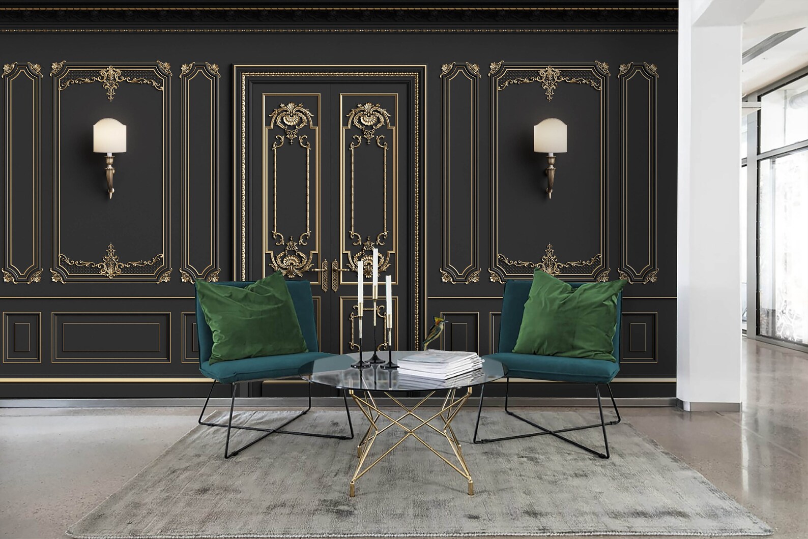 3D Molding Wallpaper Interior Wall With Cornice Wall Mural - Etsy